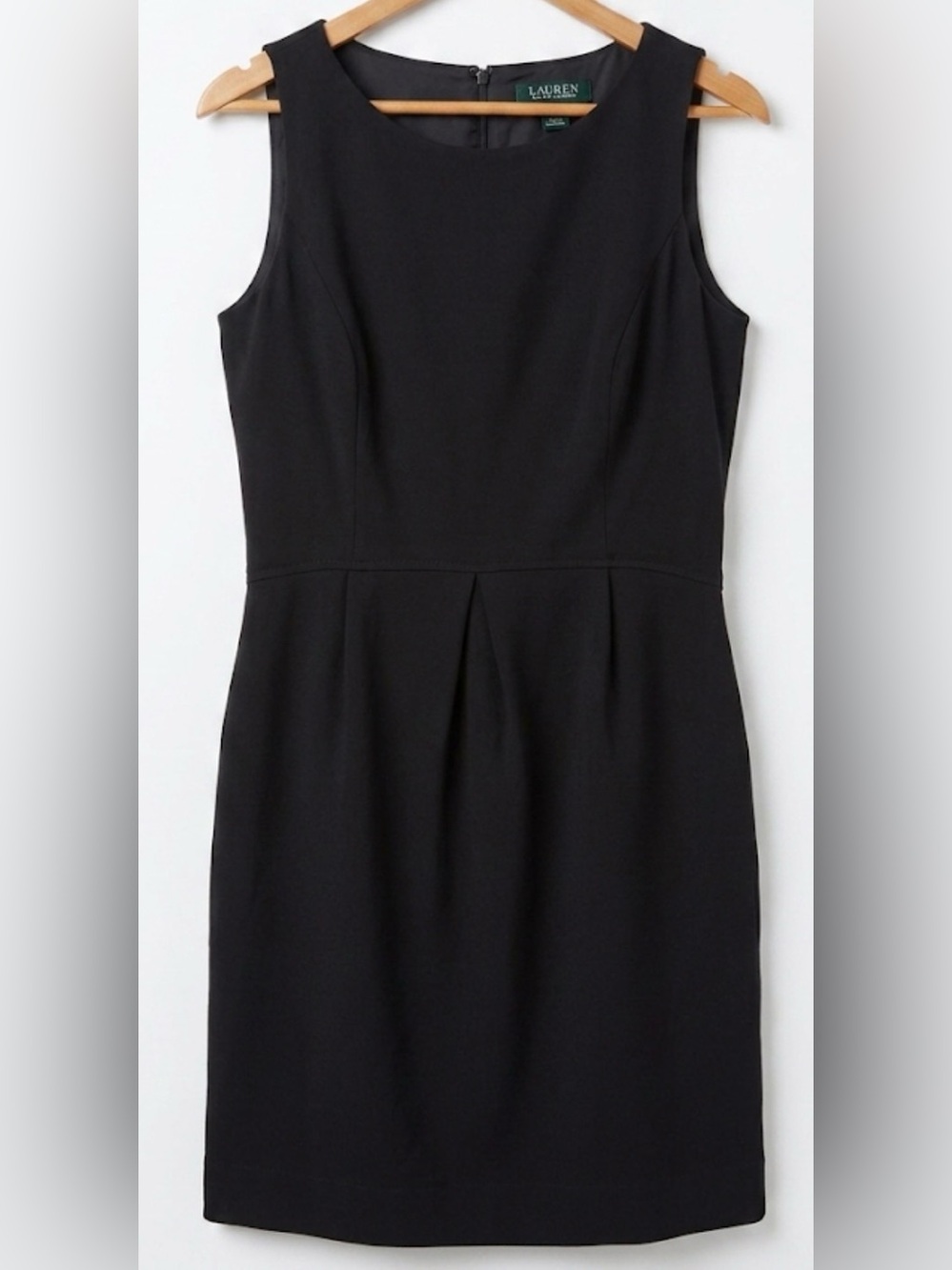 Lauren Ralph Lauren Black Sleeveless Pleated Sheath Stretch Dress (Size 12)